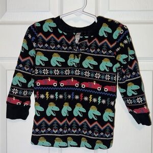 Hanna Andersson Print Thermal Henley Tee - Dino Fair Isle - Size 3T